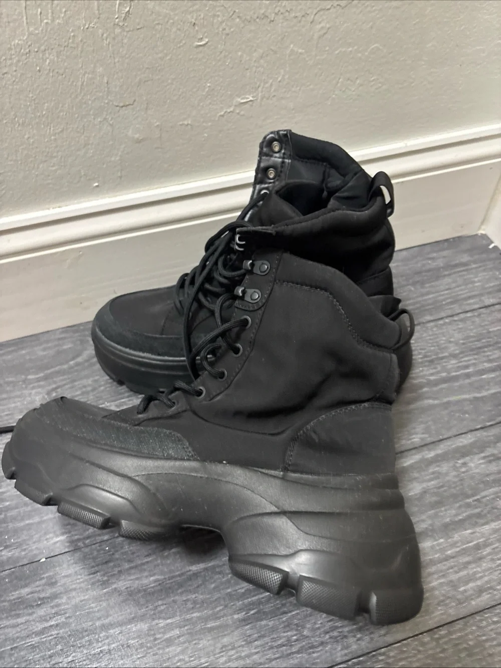 Women’s Zara black chunky combat lace up boots